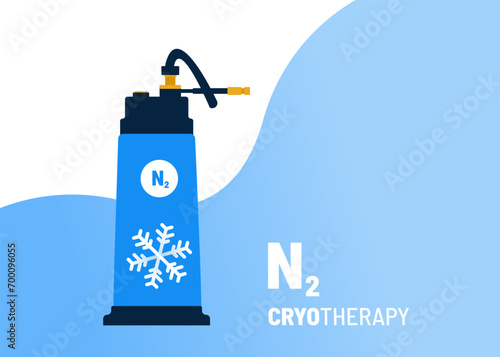 Cryosurgery instrument for targeted area. Icebased procedure for lesion removal. Minimally invasive tissue surgery. Vector illustration of medical cryogenic care.