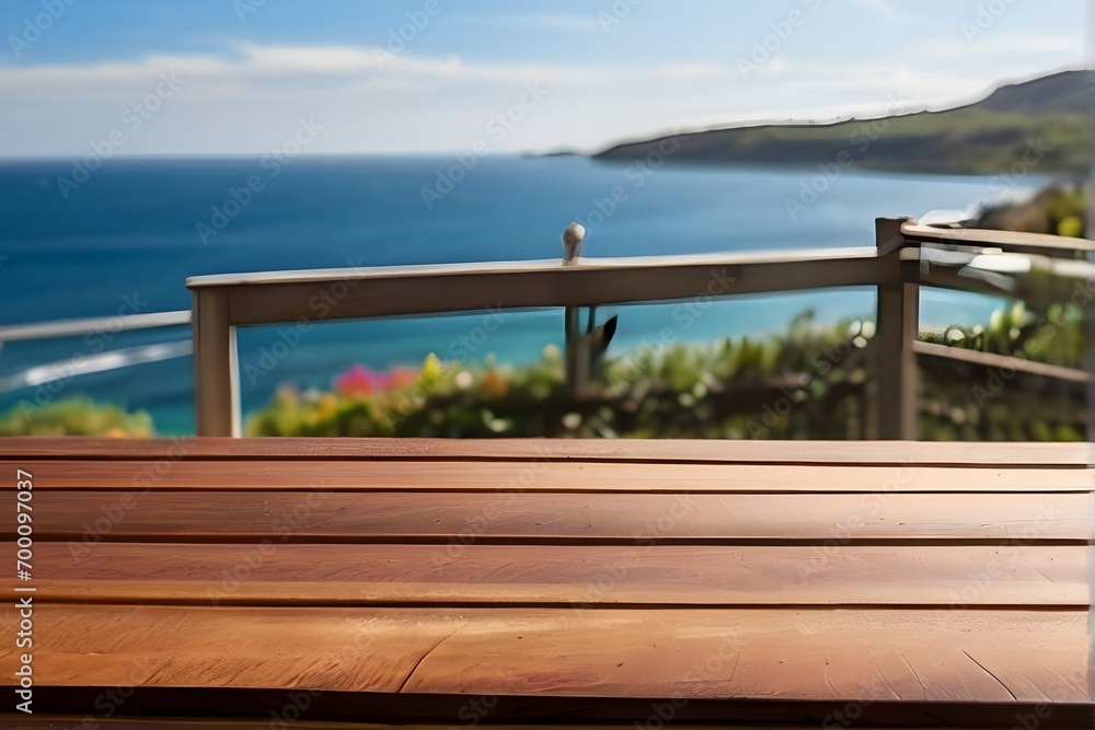 Wooden table on the background of the sea, island and the blue sky. High quality photo , generative ai
Wooden table on the background of the sea, island and the blue sky. High quality photo , generative ai