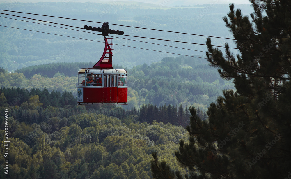 cable car in the mountains, park of Kislovodsk cable car in the mountains, park of Kislovodsk