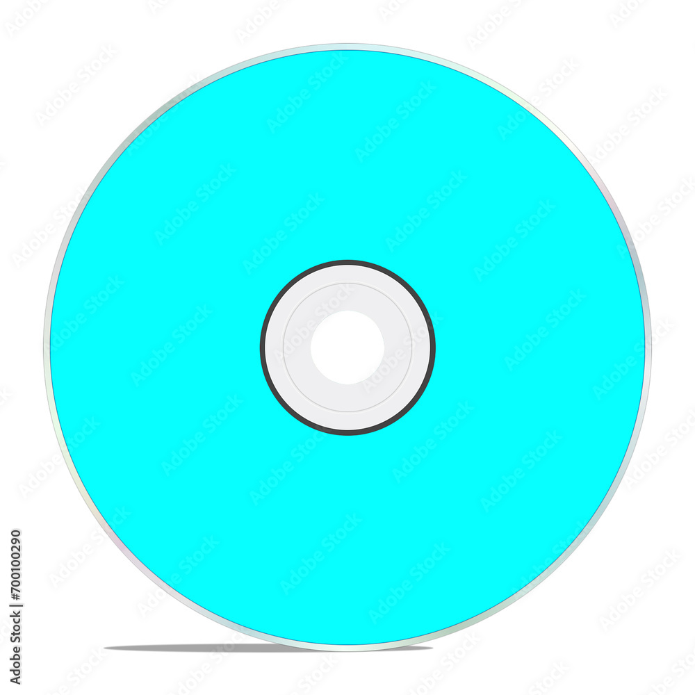 CD or DVD blank template cyan for presentation layouts and design. 3D rendering. CD or DVD blank template cyan for presentation layouts and design. 3D rendering.