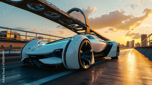 Futuristic EV car or luxury sports car fast vehicle © Daniel
