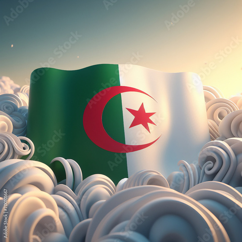 Algerian flag 3d