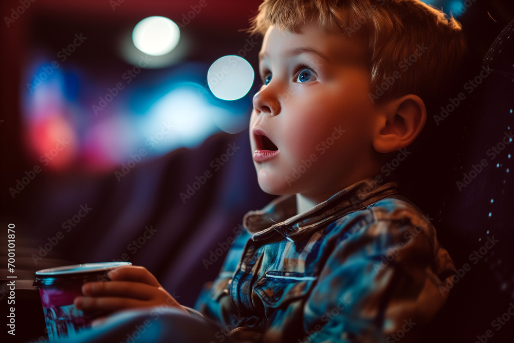 Little Boy Mesmerized by Movie Magic Little Boy Mesmerized by Movie Magic