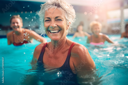 older woman enjoying pool classes © Cecilia