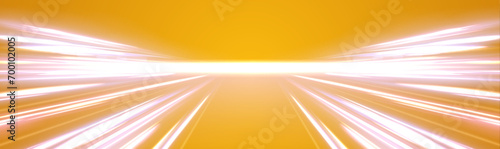 High speed neon light lines in white on a yellow background. Incredible speed on the expressway. Vector illustration for perfect effect with sparkles.	