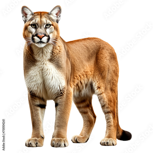 Portrait of cougar standing, isolated on transparent of white background