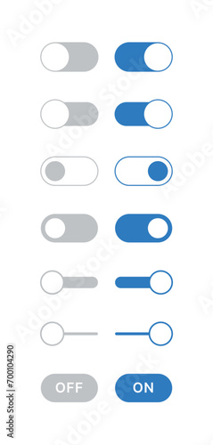 Set of computer, system, internet, web, app, mobile interface graphic elements. A set of various types of on and off effect ui icon designs.