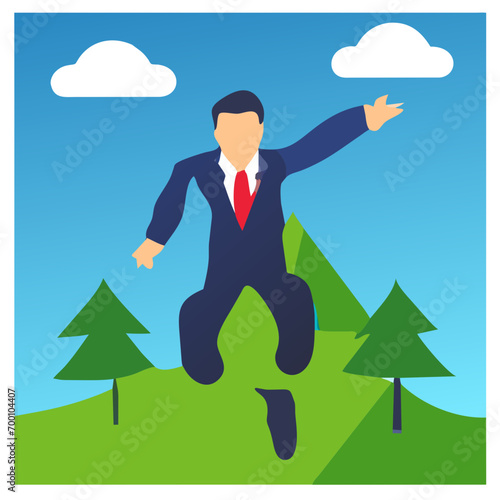 Jumping with excitement vektor icon illustation