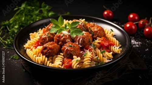 Top view of fusilli pasta