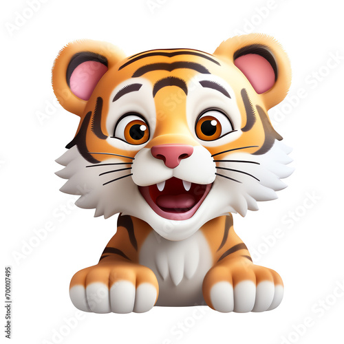 a cartoon tiger sitting on the floor