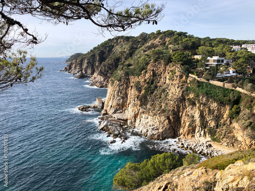 Picturesque mediterranean coastline in Catalunya. Tossa de Mar. Girona, Spain