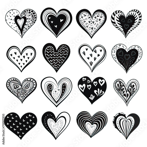 Doodle hearts, hand drawn love heart collection.Design element for Valentine's Day 