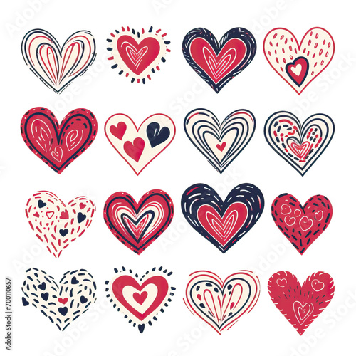 Doodle hearts  hand drawn love heart collection.Design element for Valentine s Day 