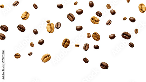 Gold coffee beans isolated on a white background