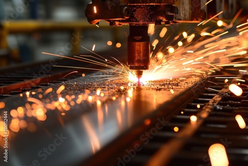 CNC Laser cutting of metal  modern industrial technology