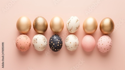 a row of eggs with different designs