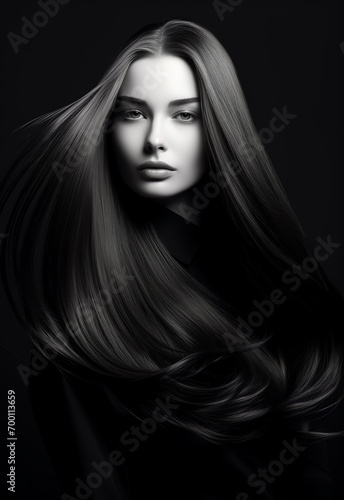 a woman with long hair