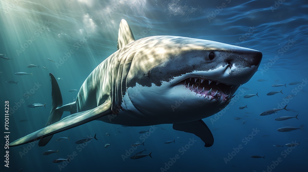 Fototapeta premium a shark swimming in the water