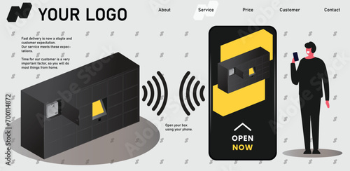 Premium vector parcel terminal for your delivery service.