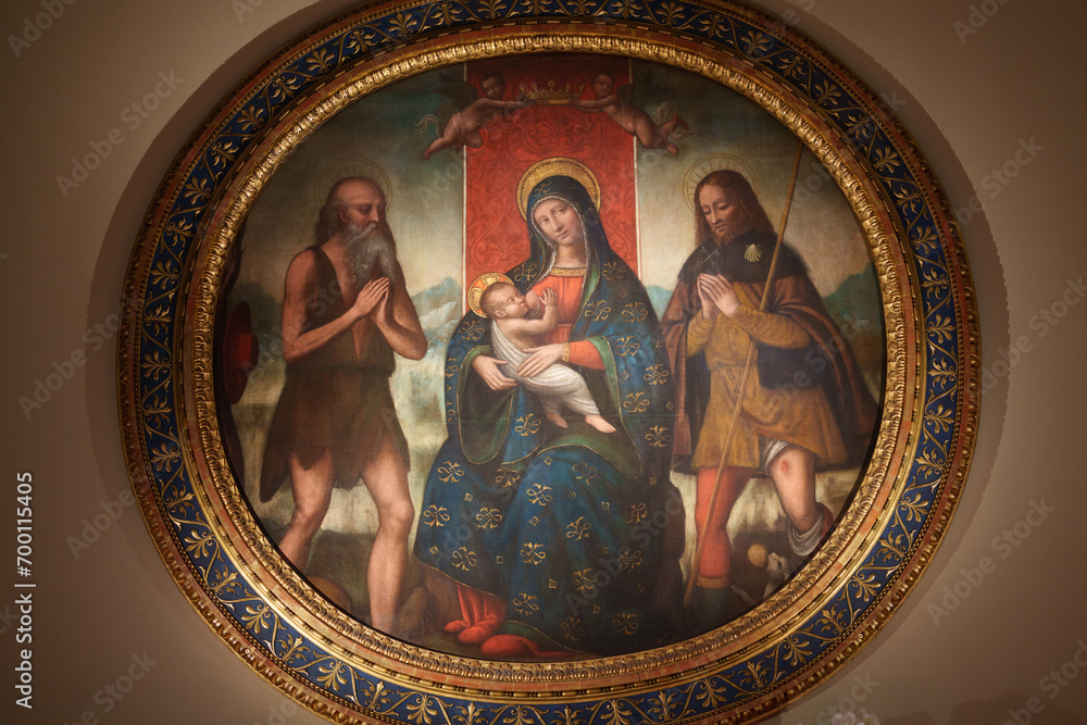 Obraz premium Interior of Sant Ambrogio church in Milan, Italy. Painting