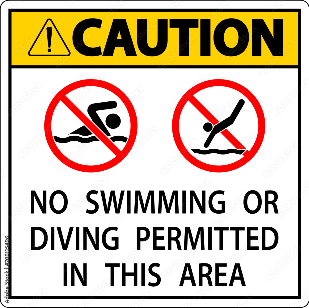 Pool Caution Sign No Swimming Or Diving Permitted In This Area Pool Caution Sign No Swimming Or Diving Permitted In This Area