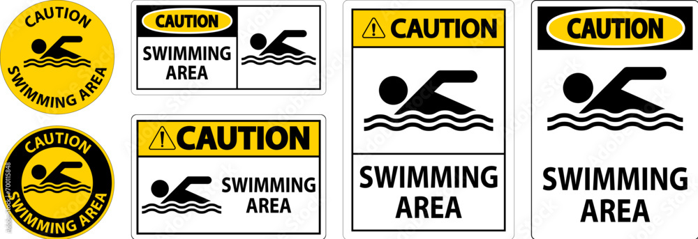 Water Safety Sign Caution - Swimming Area