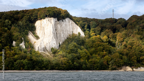 chalk cliffs on the german island rügen, ruegen called with the german name Königsstuhl stubbenkammer, translation: king's chair, near the town Lohme, Germany