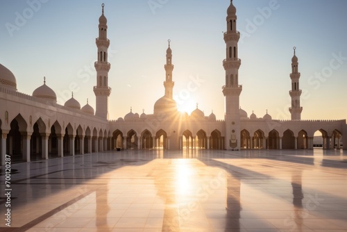 Morning light casting shadows at peaceful mosque courtyard © Photocreo Bednarek