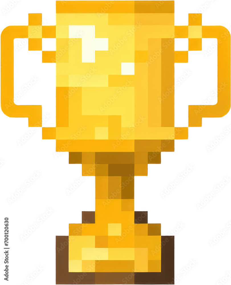 Fototapeta premium A golden trophy pixel art isolate white background
