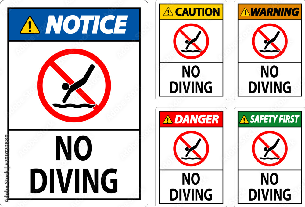 Swimming Pool Sign Attention No Diving Swimming Pool Sign Attention No Diving