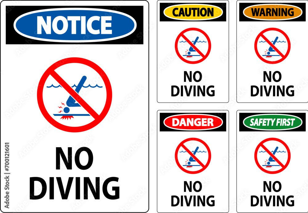 Pool Safety Sign Attention, No Diving Pool Safety Sign Attention, No Diving