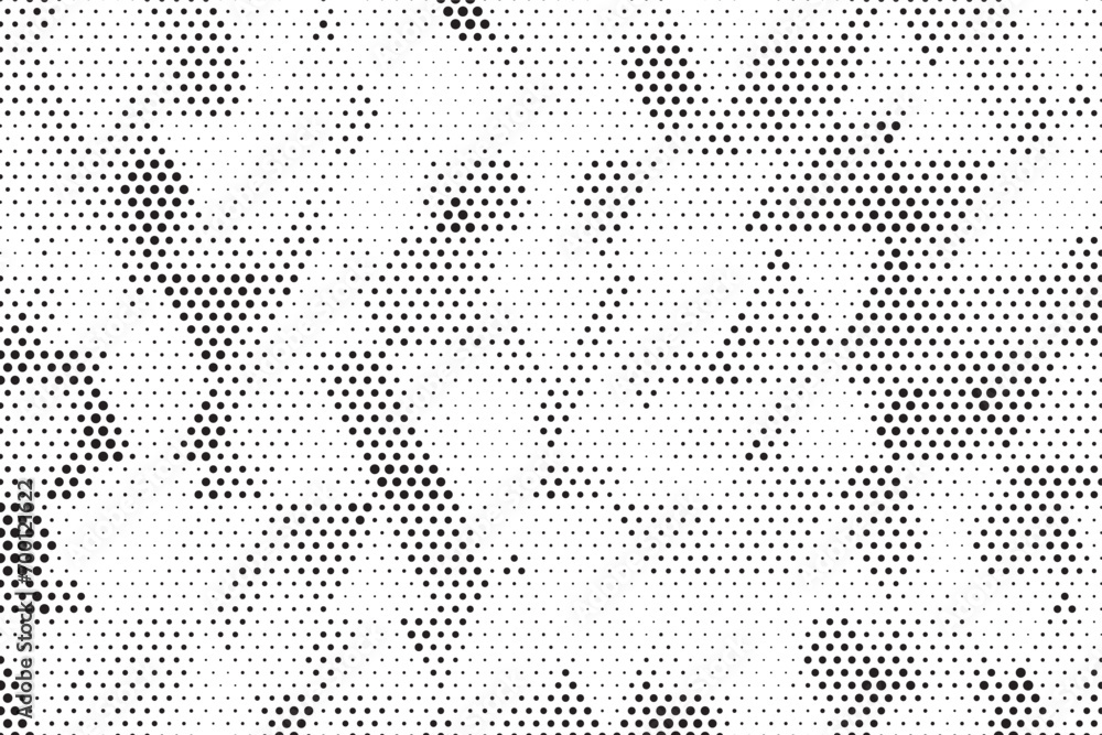 Fototapeta premium Halftone vector background. Monochrome halftone pattern. Abstract geometric dots background. Pop Art comic gradient black white texture. Design for presentation banner, poster, flyer, business card.