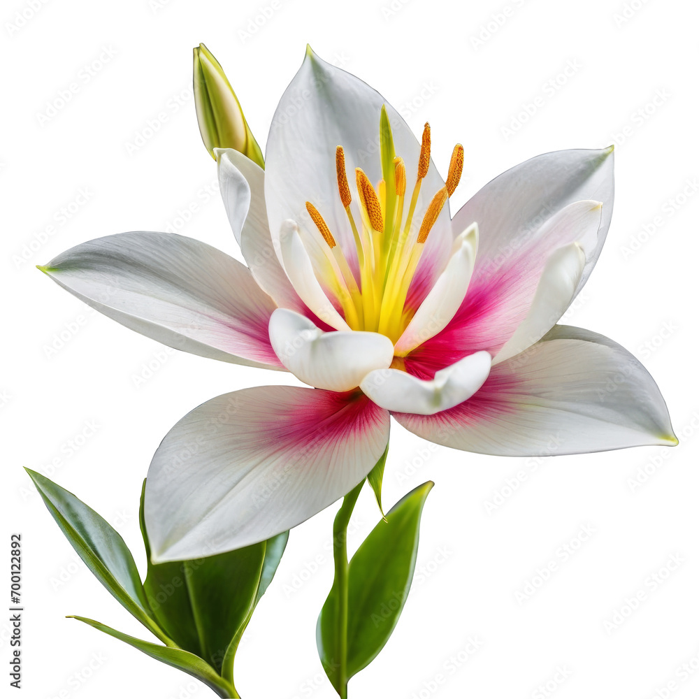 Snow White color Lily flower isolated on white