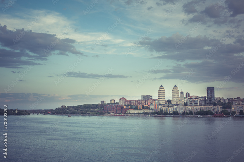 Landscape of the Dnieper city near the river, Dnepr city Ukraine