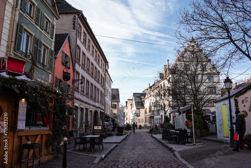Fototapeta Naklejka Na Ścianę i Meble -  Colmar, France - December 19th, 2023. Photo of Christmas decorated street of Colmar.   