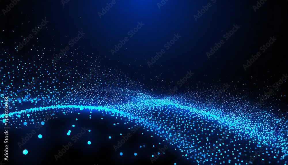 blue glow particle abstract bokeh background for design, banner or advertising