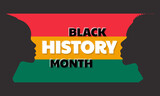 Vector illustration for celebrating African American History Month, silhouette of African woman and African man with text black history month