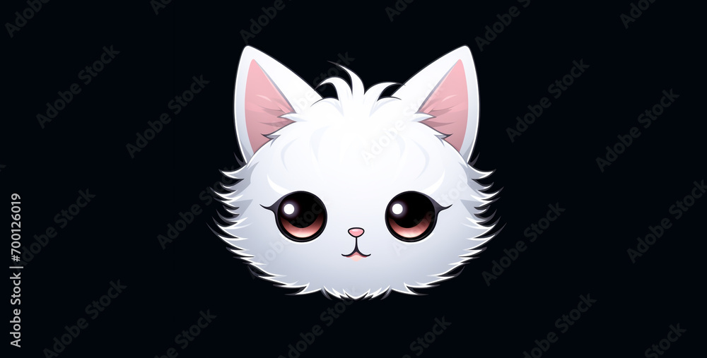 a cartoon cats eyes and face against a black background