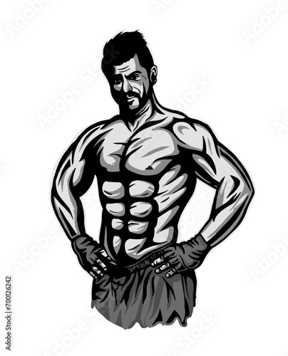 Fototapeta Naklejka Na Ścianę i Meble -  Bodybuilder Fitness Gym muscular male illustration