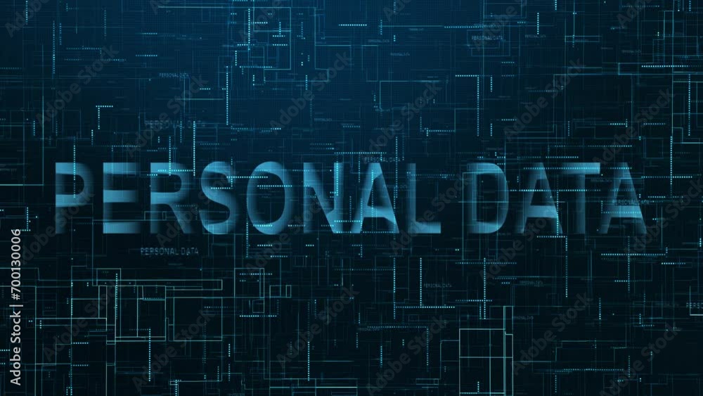 Personal data text technology data line animation blue color Personal data text technology data line animation blue color