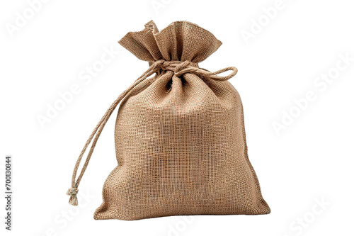 Empty bag sackcloth isolated on a Transparent background. Generative AI