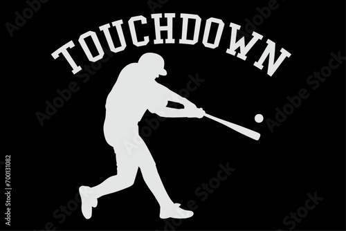 Funny Touchdown Baseball T-Shirt Design