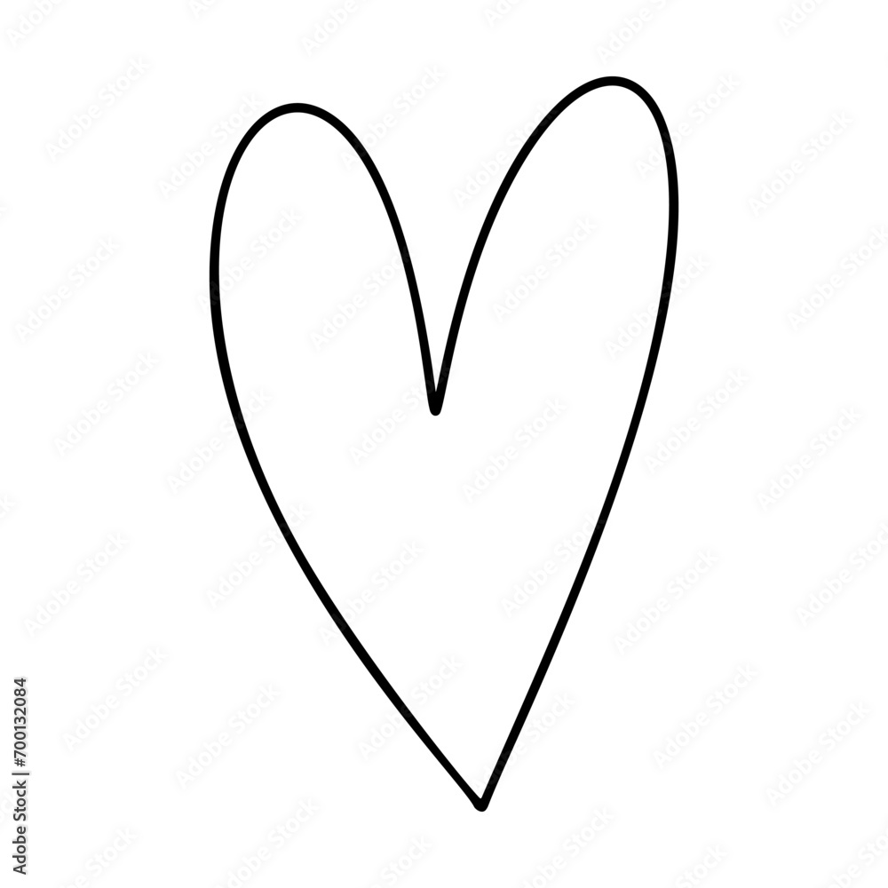 Hand drawn love heart vector logo line illustration. Black outline. Element Monoline for Valentine Day banner, poster, greeting card Hand drawn love heart vector logo line illustration. Black outline. Element Monoline for Valentine Day banner, poster, greeting card