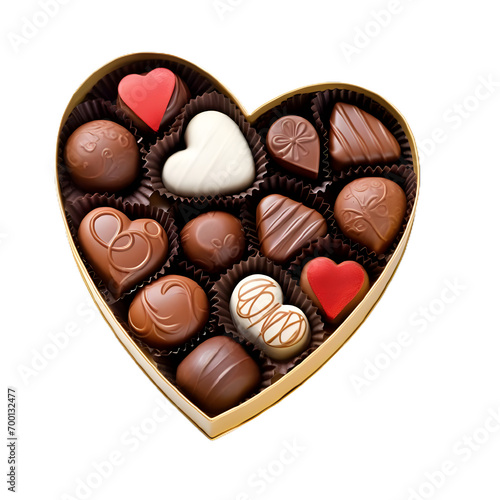 Valentine Chocolates in a Heart Shaped Box isolated on transparant background