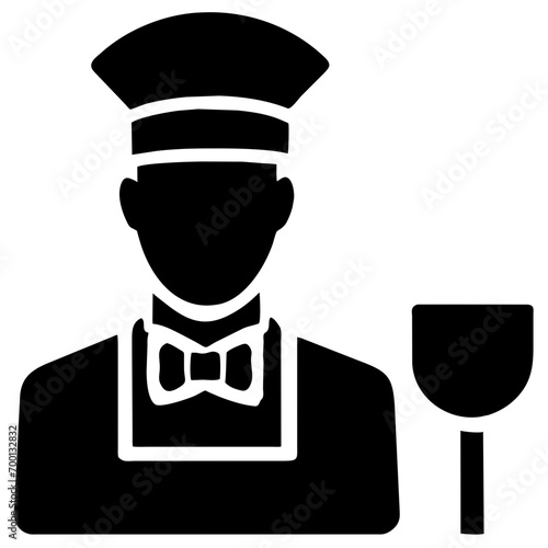 Waiter with tray vektor icon illustation