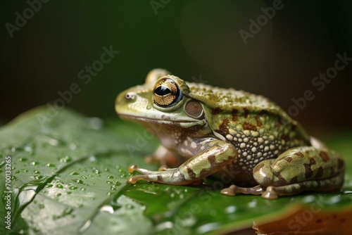 Frog on a leaf. Ia Generatrive. Generative AI