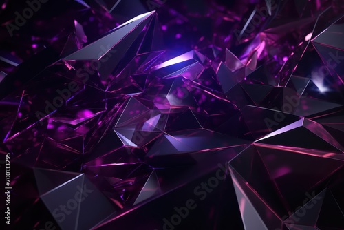 abstract faceted crystal background black and purple in 3d style  photo