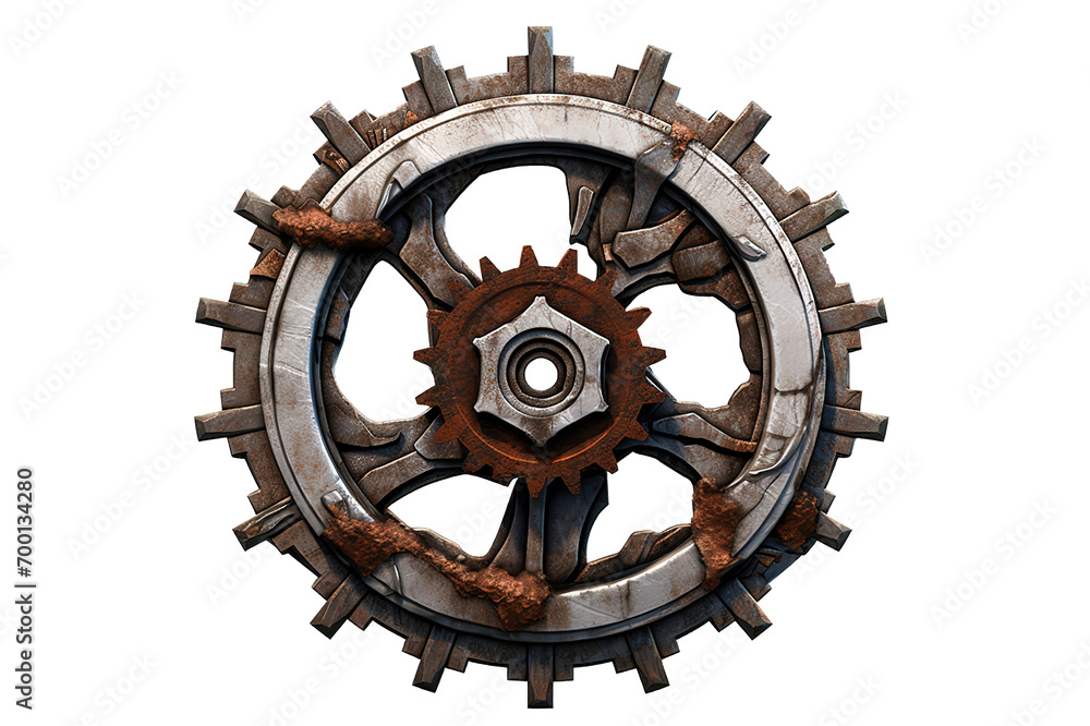 Fototapeta premium Pelton Water Turbine for generate Electrical by hydro power isolated on a Transparent background. Generative AI