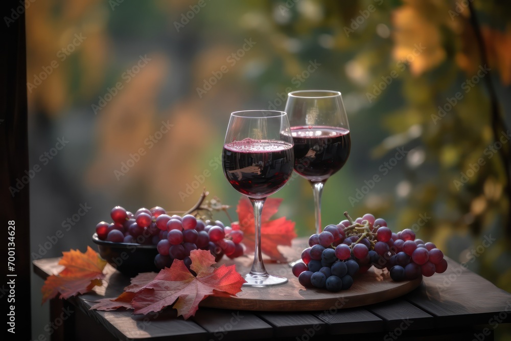 glass of wines and grapes