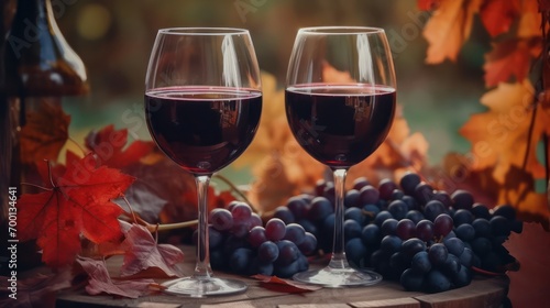 glass of wines and grapes